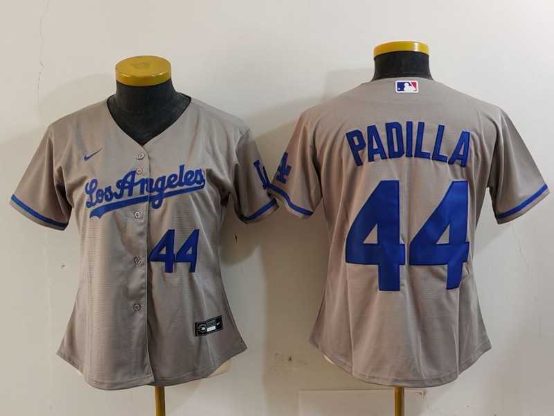 Womens Los Angeles Dodgers #44 Vicente Padilla Number Grey With los Cool Base Stitched Jerseys->mlb womens jerseys->MLB Jersey
